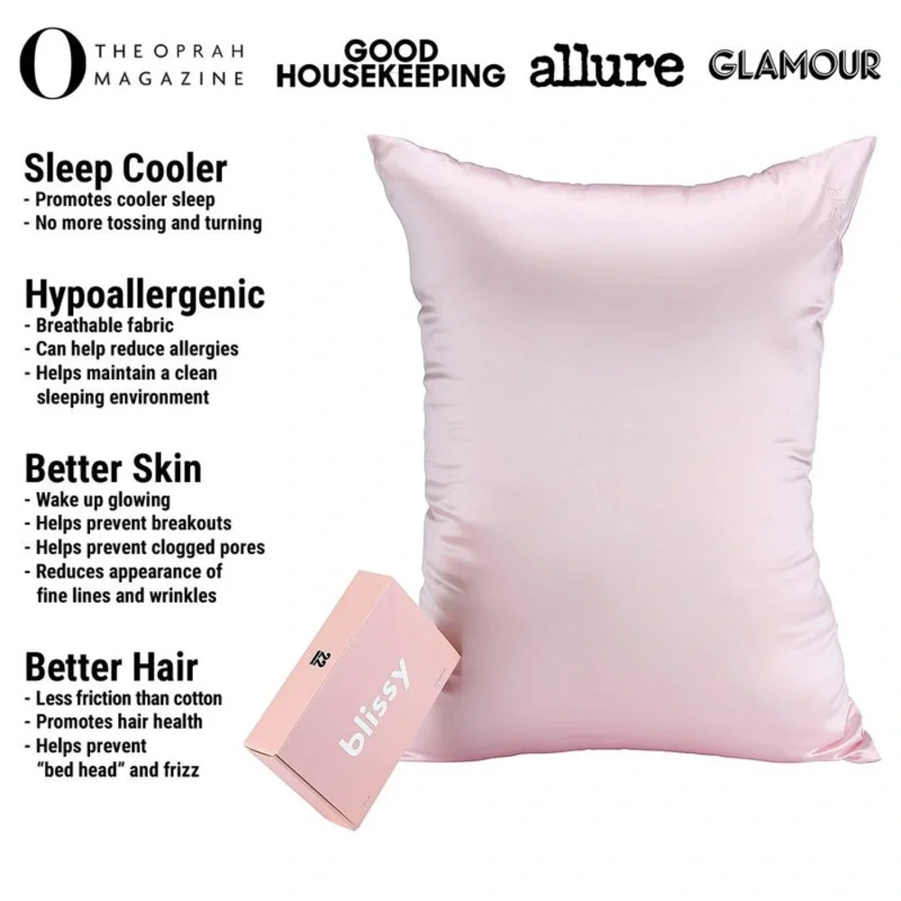 BLISSY SILK PILLOWCASE STANDARD SIZE (20”x26”) in ROSE PINK NEW IN SLIPCASE! - Picture 4 of 12